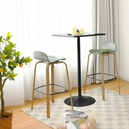 2 Pieces Contemporary Barstools with Low Back and Metal Legs Pub Chairs - Green
