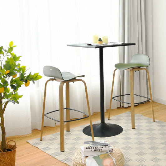 2 Pieces Contemporary Barstools with Low Back and Metal Legs Pub Chairs - Green