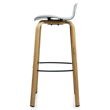 2 Pieces Contemporary Barstools with Low Back and Metal Legs Pub Chairs - Grey