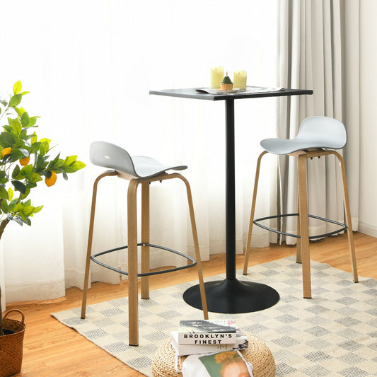 2 Pieces Contemporary Barstools with Low Back and Metal Legs Pub Chairs - Grey