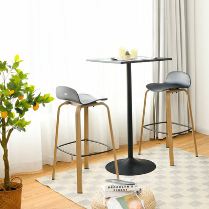 2 Pieces Contemporary Barstools with Low Back and Metal Legs Pub Chairs - Black