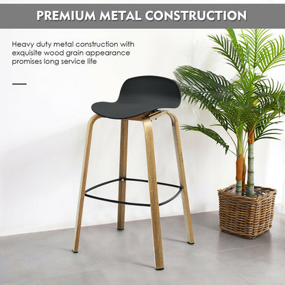 2 Pieces Contemporary Barstools with Low Back and Metal Legs Pub Chairs - Black