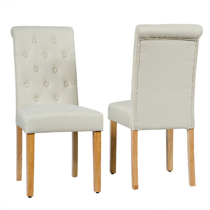 Set of 2 Modern Tufted Dining Chairs with Comfortable Cushioned Seat - Beige