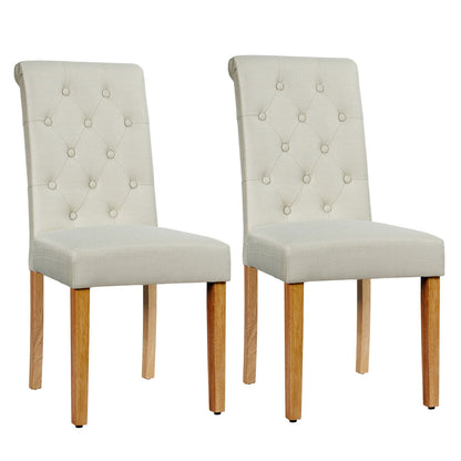Set of 2 Modern Tufted Dining Chairs with Comfortable Cushioned Seat - Beige