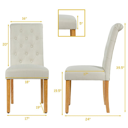 Set of 2 Modern Tufted Dining Chairs with Comfortable Cushioned Seat - Beige