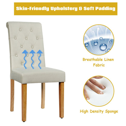 Set of 2 Modern Tufted Dining Chairs with Comfortable Cushioned Seat - Beige