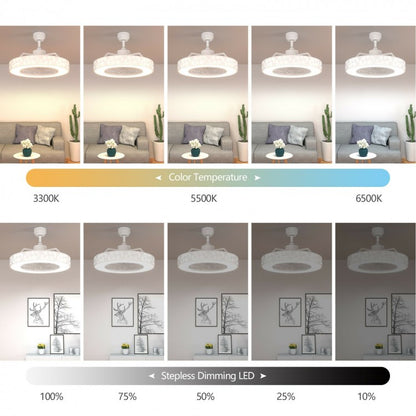 23 Inch Starry Sky Ceiling Fan with Dimmable LED Light & Remote Control – White