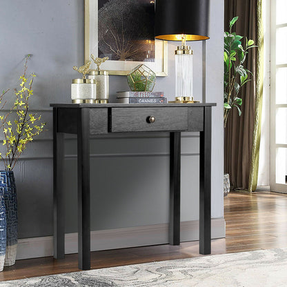 Modern Accent Console Table with Drawer for Living Room or Hallway - Black