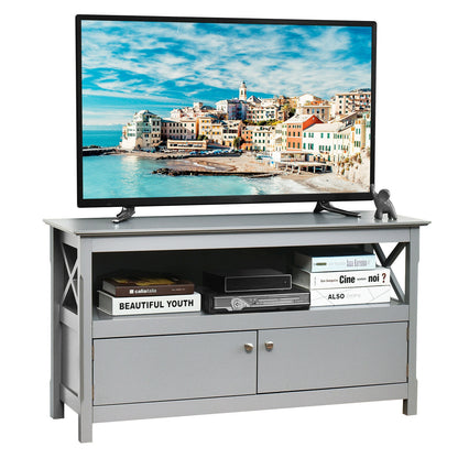 Media Storage TV Cabinet with Charging Station and Open Shelves for 50 Inch TVs - Grey