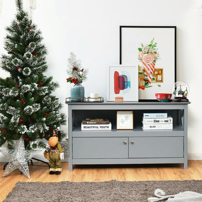 Media Storage TV Cabinet with Charging Station and Open Shelves for 50 Inch TVs - Grey