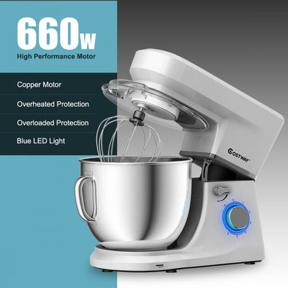7.5QT Tilt-Head Stand Mixer with 660W Motor & 3 Attachments