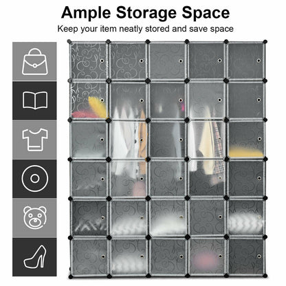 30-Cube Modular Wardrobe Closet with Doors
