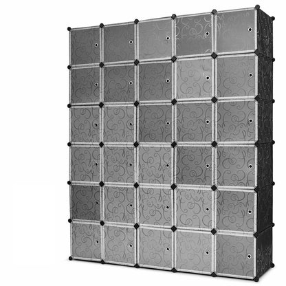30-Cube Modular Wardrobe Closet with Doors
