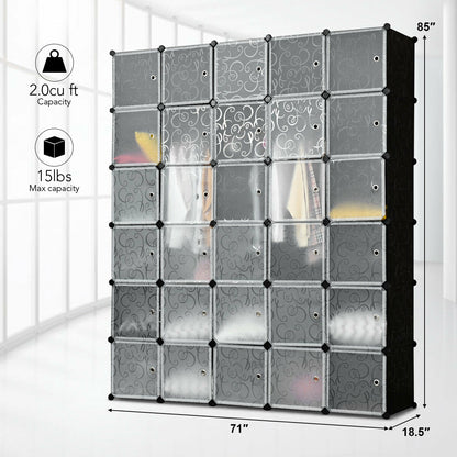 30-Cube Modular Wardrobe Closet with Doors