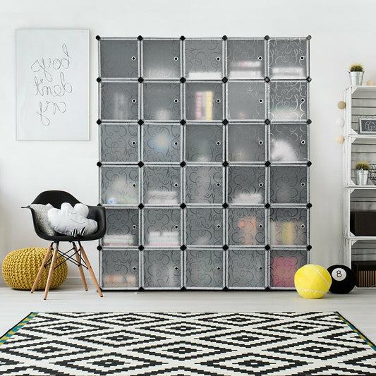 30-Cube Modular Wardrobe Closet with Doors