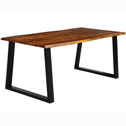Acacia Wood Dining Table for 6 with Metal Legs