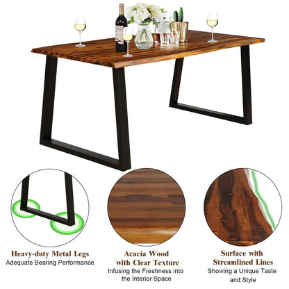 Acacia Wood Dining Table for 6 with Metal Legs