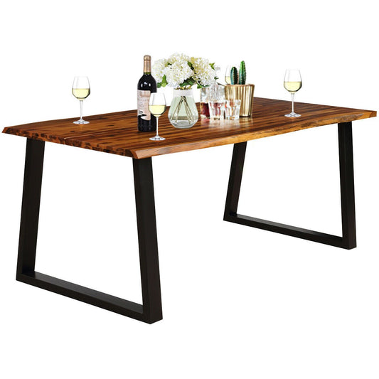 Acacia Wood Dining Table for 6 with Metal Legs