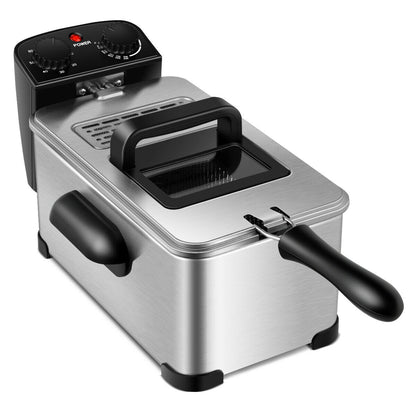 3.2 Quart Stainless Steel Electric Deep Fryer with Adjustable Timer for Perfect Frying