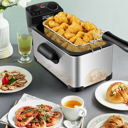 3.2 Quart Stainless Steel Electric Deep Fryer with Adjustable Timer for Perfect Frying