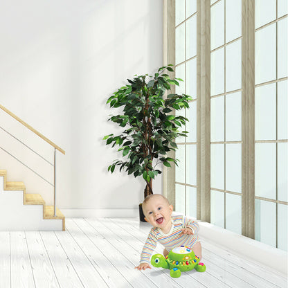 4 Foot Realistic Artificial Ficus Tree with Sturdy Trunks for Indoor & Outdoor Décor