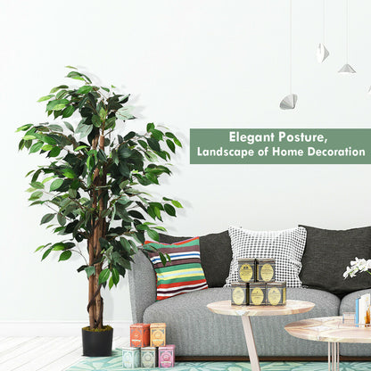 4 Foot Realistic Artificial Ficus Tree with Sturdy Trunks for Indoor & Outdoor Décor