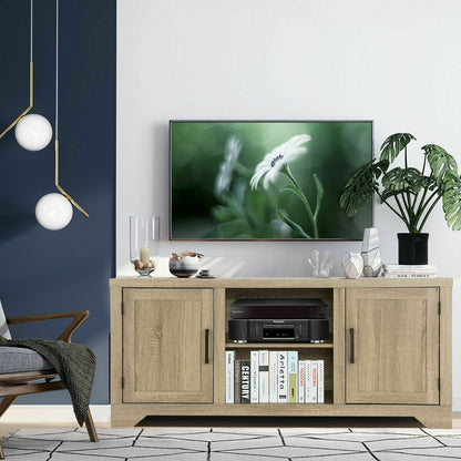 Rustic Farmhouse TV Stand for 60 Inch TVs with Storage Cabinets and Adjustable Shelves