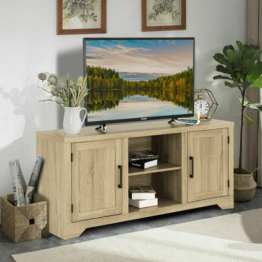 Rustic Farmhouse TV Stand for 60 Inch TVs with Storage Cabinets and Adjustable Shelves