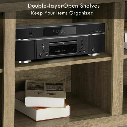 Rustic Farmhouse TV Stand for 60 Inch TVs with Storage Cabinets and Adjustable Shelves