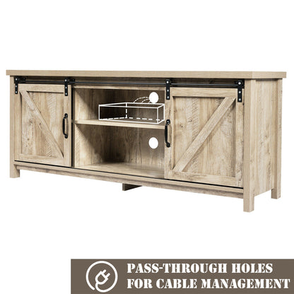 Sliding Barn Door TV Stand and Media Console Cabinet with Storage for TVs up to 65 Inches - Grey