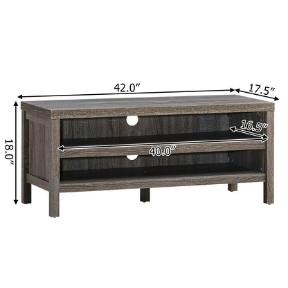 Mid Century Style TV Console with Open Shelves for 45 Inch TVs - Grey
