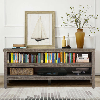 Mid Century Style TV Console with Open Shelves for 45 Inch TVs - Grey