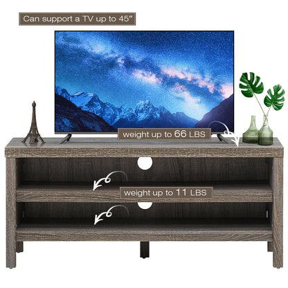 Mid Century Style TV Console with Open Shelves for 45 Inch TVs - Grey