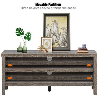 Mid Century Style TV Console with Open Shelves for 45 Inch TVs - Grey