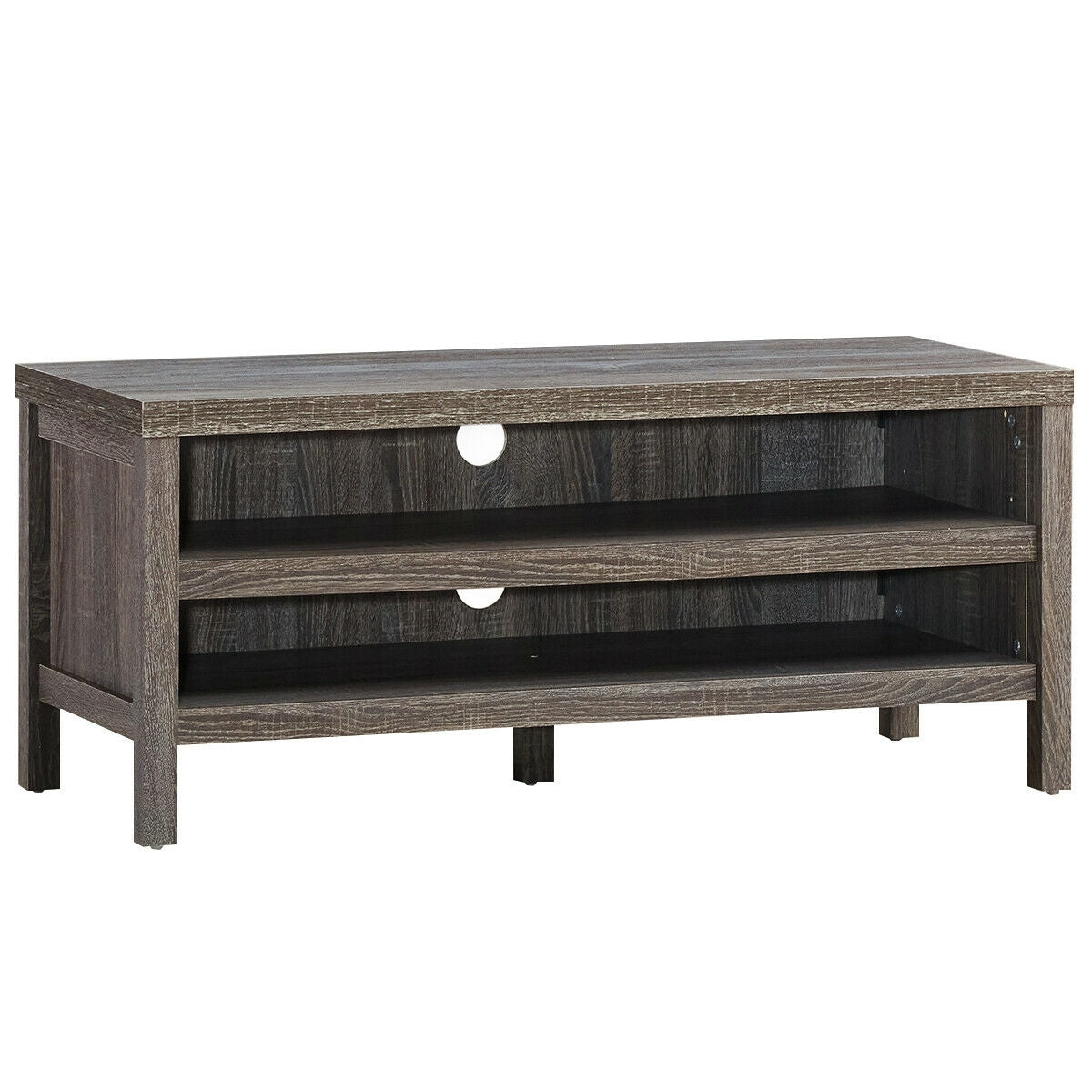 Mid Century Style TV Console with Open Shelves for 45 Inch TVs - Grey