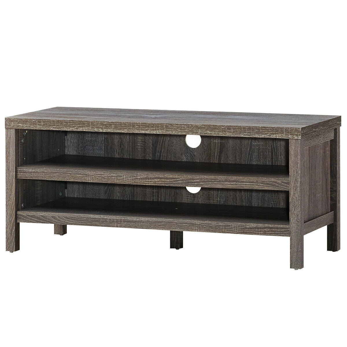 Mid Century Style TV Console with Open Shelves for 45 Inch TVs - Grey