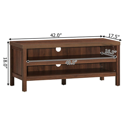 Mid Century Style TV Console with Open Shelves for 45 Inch TVs - Walnut