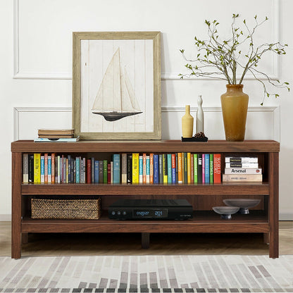 Mid Century Style TV Console with Open Shelves for 45 Inch TVs - Walnut