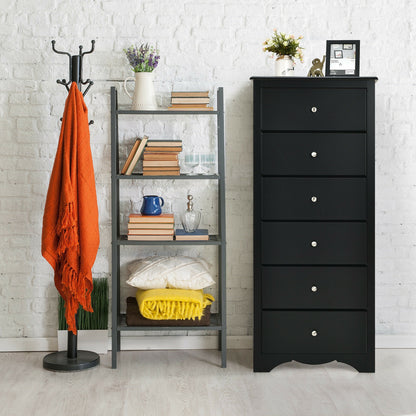 Modern 6 Drawer Bedroom Dresser Cabinet with Vertical Storage – Black