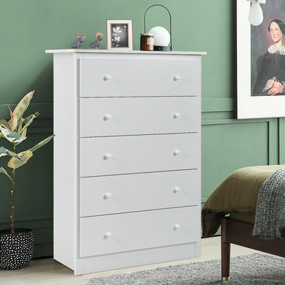 Modern 5-Drawer Vertical Dresser Cabinet – White