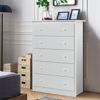Modern 5-Drawer Vertical Dresser Cabinet – White