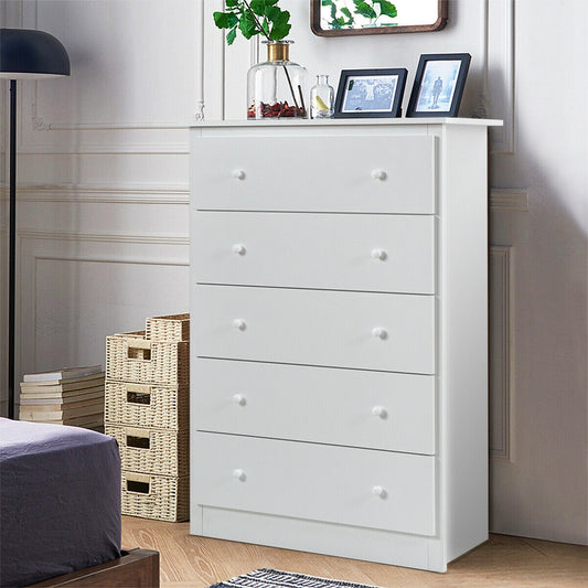 Modern 5-Drawer Vertical Dresser Cabinet – White