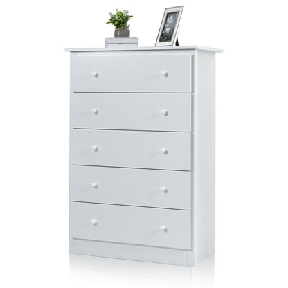 Modern 5-Drawer Vertical Dresser Cabinet – White