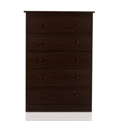 Modern 5-Drawer Vertical Dresser Cabinet – Dark Brown