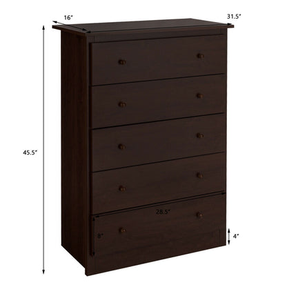 Modern 5-Drawer Vertical Dresser Cabinet – Dark Brown