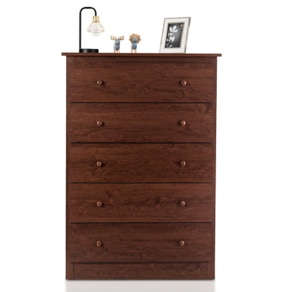 Modern 5-Drawer Vertical Dresser Cabinet – Brown