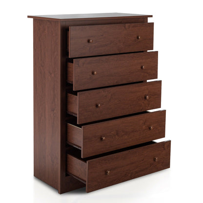 Modern 5-Drawer Vertical Dresser Cabinet – Brown