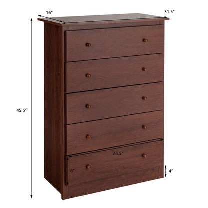 Modern 5-Drawer Vertical Dresser Cabinet – Brown