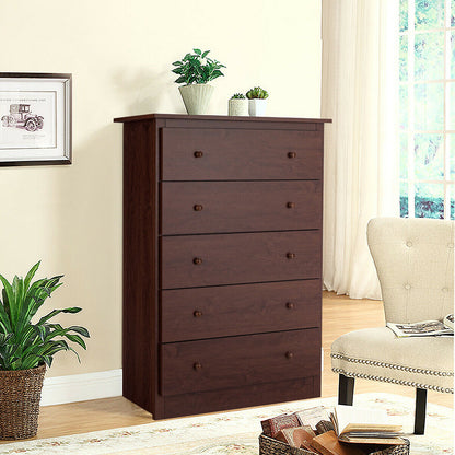 Modern 5-Drawer Vertical Dresser Cabinet – Brown