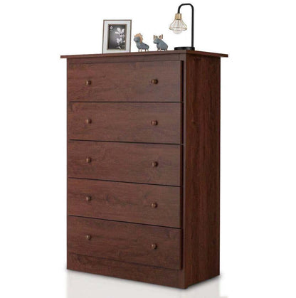 Modern 5-Drawer Vertical Dresser Cabinet – Brown